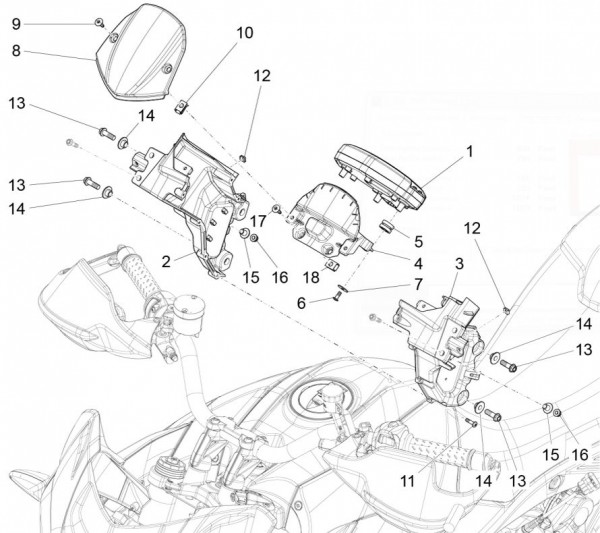 Lenker Tachometer - Aprilia Caponord Rally 1200ccm 4T 8V LC 2015- ZD4VKB000
