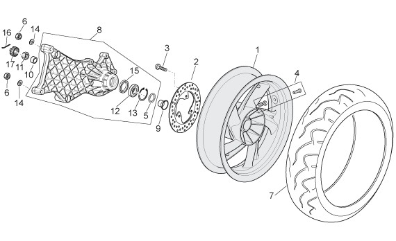 Radaufhängung Hinterrad - Aprilia Atlantic 500ccm 4T LC 2007- ZD4VL