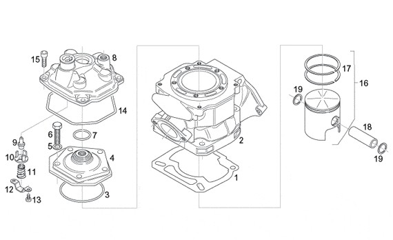 Motor Zylinder - Aprilia Tuono 125ccm 2T LC 2004- ZD4SFD