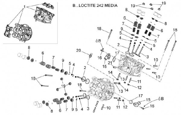 Motor Zylinderkopf - Aprilia Dorsoduro 1200ccm 4T LC 2011- ZD4TV