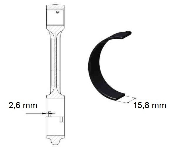 Gleitlagerhalbschale, grün, 15,8 mm