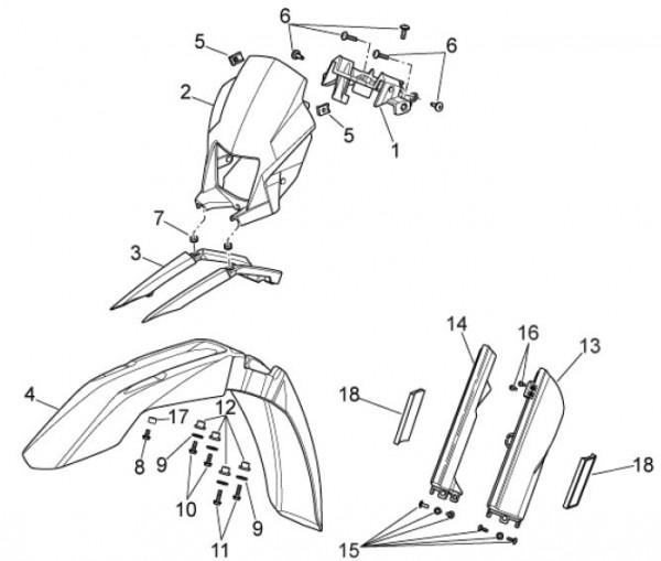 Fahrgestell Kotflügel - Aprilia SXV 450ccm 4T LC 2011- ZD4VSU40