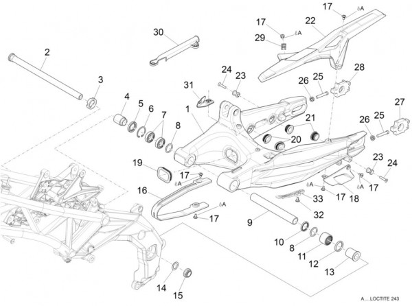 Radaufhängung Schwinge - Aprilia Caponord Rally 1200ccm 4T 8V LC 2016- ZD4VKB00X