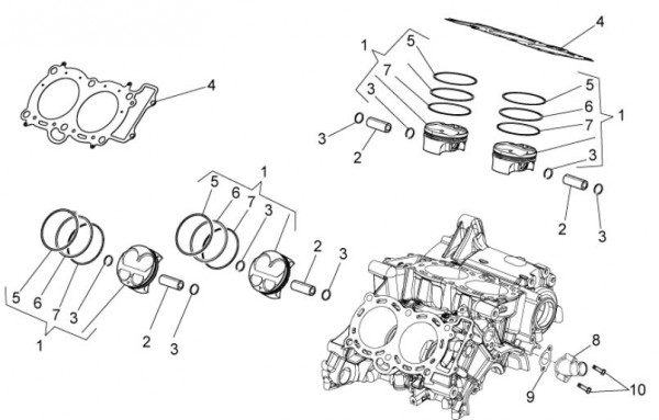 Motor Zylinder - Aprilia Tuono V4 R 1000ccm 4T LC 2013- ZD4TYB