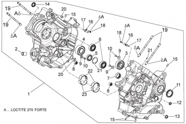 Motor Kurbelgehäuse - Aprilia Dorsoduro 750ccm 4T LC 2011- ZD4SM000