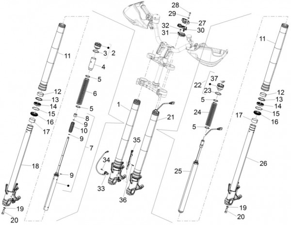 Radaufhängung Vorderradgabel II - Aprilia Caponord 1200ccm 4T 8V LC 2014- ZD4VKA01