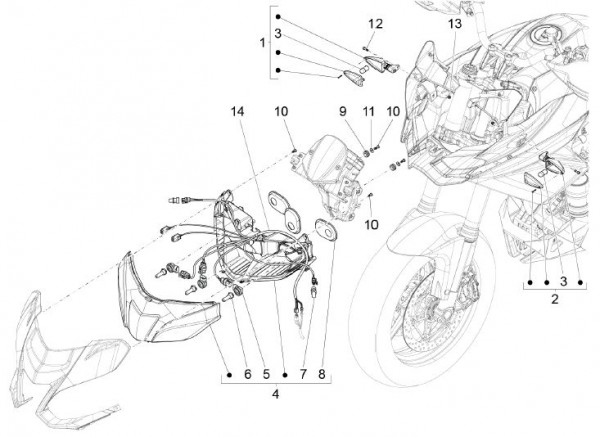 Elektrische Anlage Scheinwerfer - Aprilia Caponord 1200ccm 4T 8V LC 2013- ZD4VK