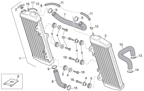 Fahrgestell Kühler - Aprilia SX 125ccm 2T LC 2010- ZD4SX000