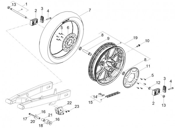 Radaufhängung Hinterrad - Aprilia SX 50ccm 2T LC 2018- ZD4KKB03