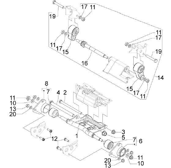 Radaufhängung Schwingarm - Aprilia SRV 850ccm 4T 8V LC 2012- ZAPM55103