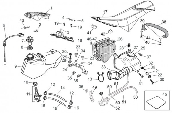 Fahrgestell Benzintank - Aprilia SX 50ccm 2T LC 2014- ZD4PV