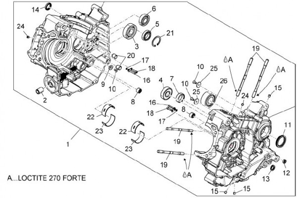 Motor Kurbelgehäuse - Aprilia Dorsoduro 1200ccm 4T LC 2010- ZD4TV