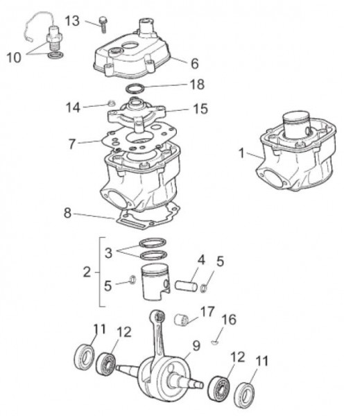 Motor Zylinder - Aprilia SX 50ccm 2T LC 2017- ZD4SWA00