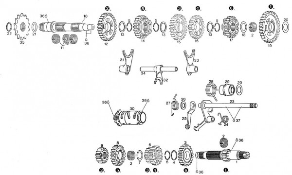 Motor Schaltgetriebe - Aprilia AF1 125ccm 2T LC 1993- ZD4FM