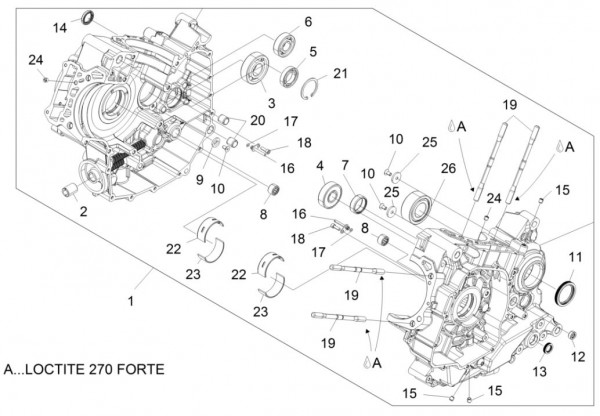 Motor Kurbelgehäuse II - Aprilia Caponord Rally 1200ccm 4T 8V LC 2016- ZD4VKB003