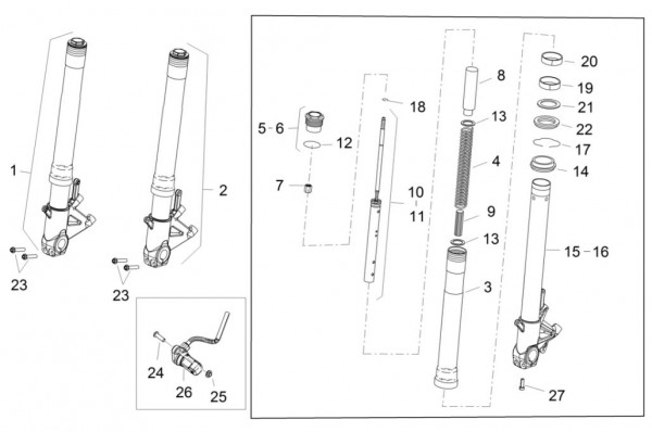 Radaufhängung Vorderradgabel - Aprilia Caponord 1200ccm 4T 8V LC 2014- ZD4VK001