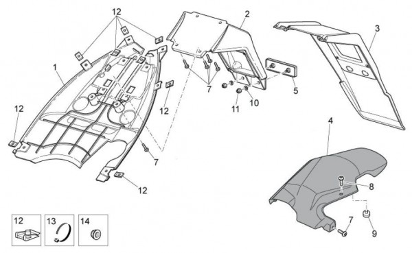Fahrgestell Kennzeichenträger - Aprilia SR 50ccm 2T LC 2009- ZD4VFD00