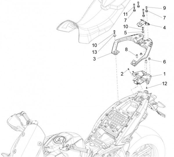 Fahrgestell Gepäckträger hinten - Aprilia Caponord Rally 1200ccm 4T 8V LC 2015- ZD4VKB001
