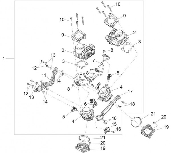 Motor Drosselklappengehäuse - Aprilia Caponord Rally 1200ccm 4T 8V LC 2016- ZD4VKB003