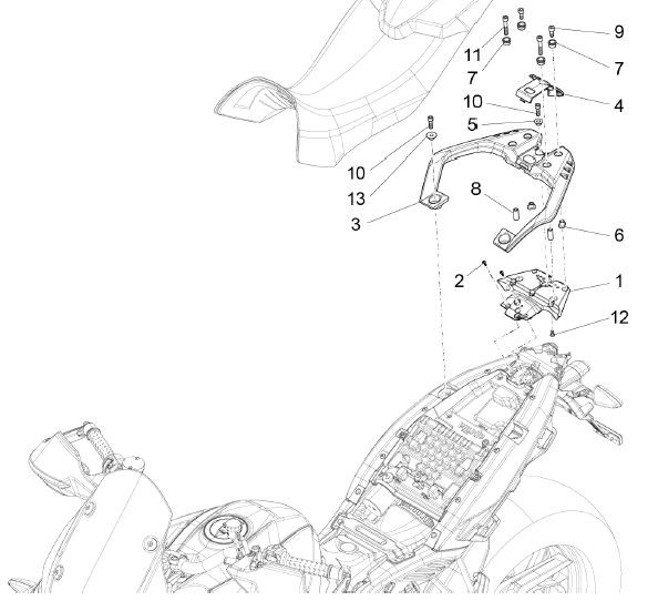 Fahrgestell Gepäckträger hinten - Aprilia Caponord 1200ccm 4T 8V LC 2013- ZD4VK