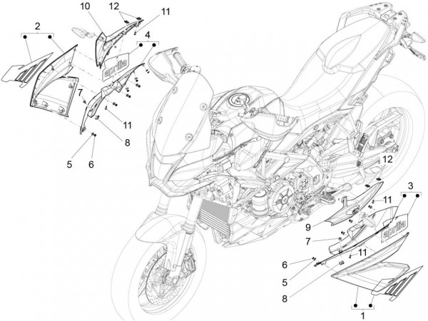 Fahrgestell Kühlerverkleidungen - Aprilia Caponord 1200ccm 4T 8V LC 2015- ZD4VKA01
