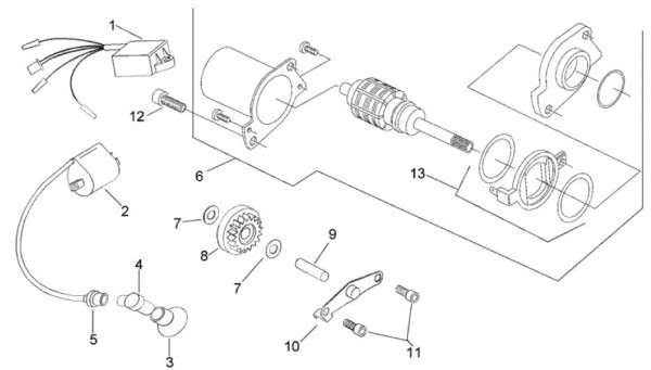 Motor Anlasser - Aprilia SR 50ccm 2T AC 1996- ZD4MR
