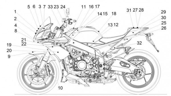 Fahrgestell Dekore - Aprilia Tuono V4 1100ccm 4T LC 2015- ZD4TYH00