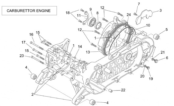 Motor Kurbelgehäuse - Aprilia SR 50ccm 2T AC 2000- ZD4RLA