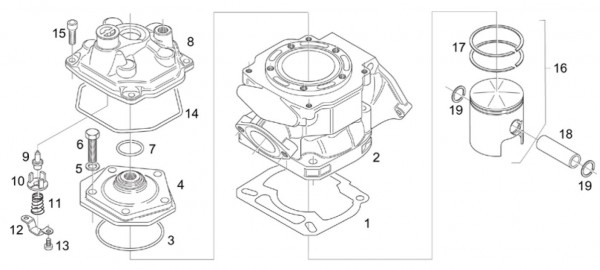 Motor Zylinderkopf - Aprilia Classic 125ccm 2T LC 1996- ZD4MF