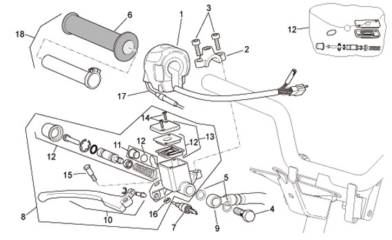 Lenker Schaltungen rechts Heng Tong - Aprilia SR 50ccm 2T LC 2010- ZD4VFD00