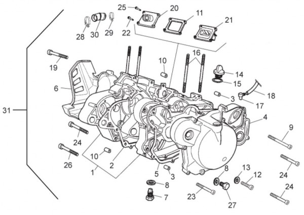 Motor Motor - Aprilia SX 50ccm 2T LC 2015- ZD4SWA00