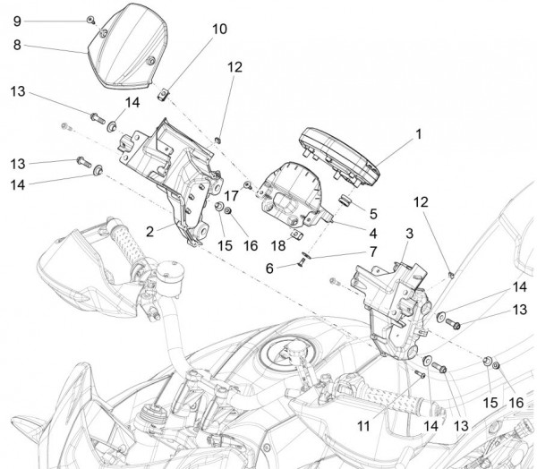 Lenker Cockpitinstrumente - Aprilia Caponord Rally 1200ccm 4T 8V LC 2016- ZD4VKB000