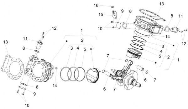 Motor Zylinder - Aprilia Caponord 1200ccm 4T 8V LC 2016- ZD4VKA01