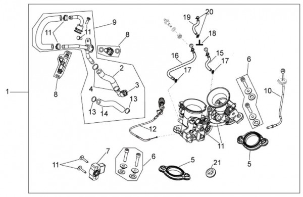 Motor Drosselklappengehäuse - Aprilia SXV 550ccm 4T LC 2011- ZD4VSU50