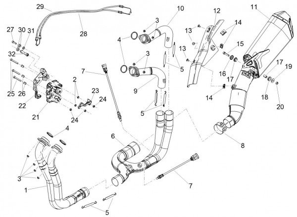 Motor Auspuff - Aprilia Tuono V4 1100ccm 4T LC 2018- ZD4KGA00