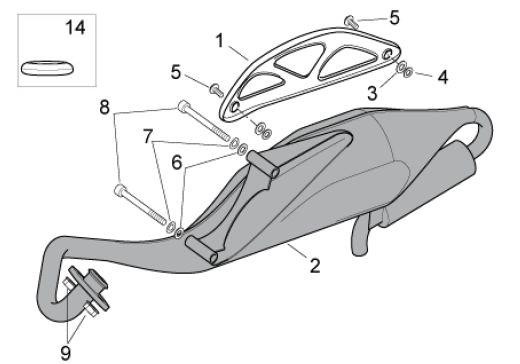 Motor Auspuff - Aprilia SR 50ccm 2T LC 2013- ZD4VFD00