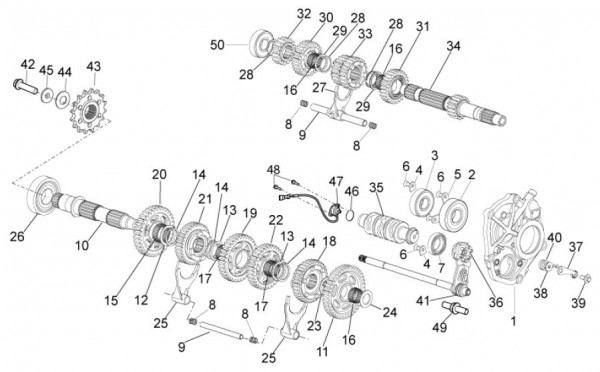Motor Schaltgetriebe - Aprilia Tuono V4 R 1000ccm 4T LC 2011- ZD4TY000