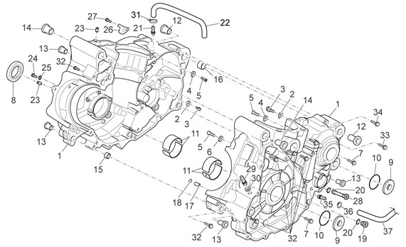 Motor Kurbelgehäuse I - Aprilia SXV 450ccm 4T LC 2007- ZD4VSR