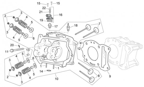 Motor Zylinderkopf - Aprilia Atlantic 125ccm 4T LC 2011- ZD4SPD