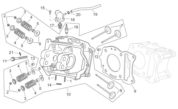 Motor Zylinderkopf - Aprilia Atlantic 125ccm 4T LC 2003- ZD4SP0