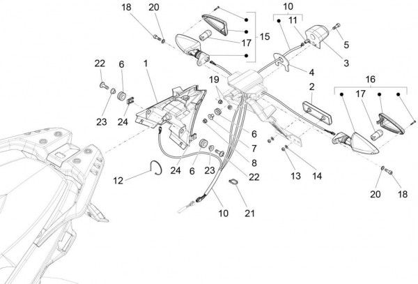 Elektrische Anlage Rücklicht - Aprilia Caponord 1200ccm 4T 8V LC 2015- ZD4VKA
