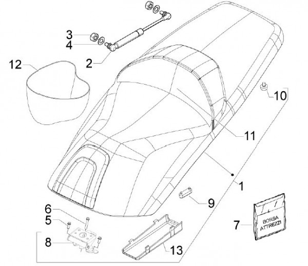 Fahrgestell Sitz - Aprilia SRV 850ccm 4T 8V LC 2012- ZAPM55103