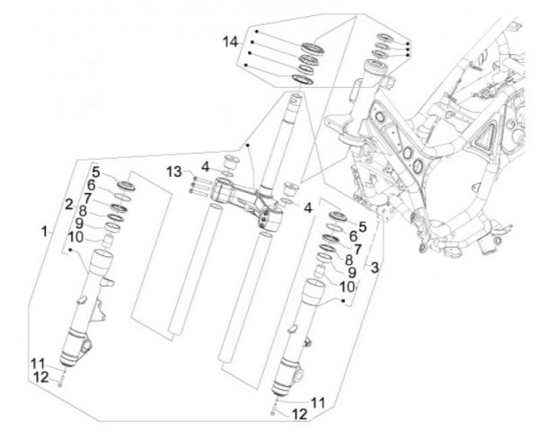 Radaufhängung Vorderradgabel - Aprilia SRV 850ccm 4T 8V LC 2014- ZAPM55103