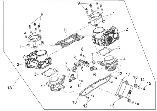 Motor Drosselklappengehäuse - Aprilia Dorsoduro 750ccm 4T LC 2012- ZD4SM000