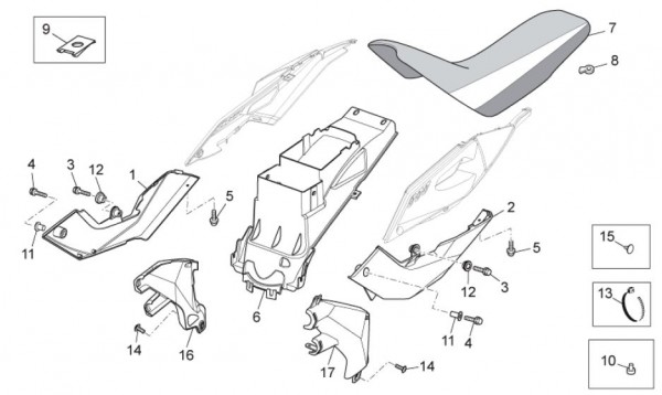 Fahrgestell Sitz - Aprilia SX 125ccm 2T LC 2010- ZD4SX000