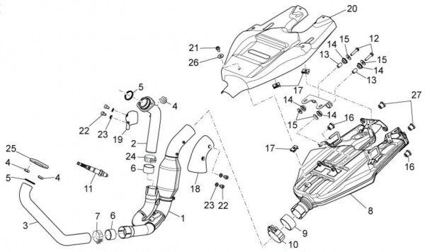 Motor Auspuff - Aprilia Dorsoduro 750ccm 4T LC 2013- ZD4SMA00