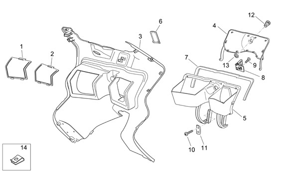 Fahrgestell Beinschild innen - Aprilia Atlantic 500ccm 4T LC 2010- ZD4VL