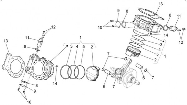 Motor Zylinder - Aprilia Dorsoduro 1200ccm 4T LC 2010- ZD4TV