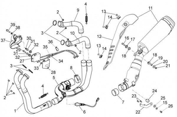 Motor Auspuff - Aprilia Tuono V4 1100ccm 4T LC 2015- ZD4TYG00