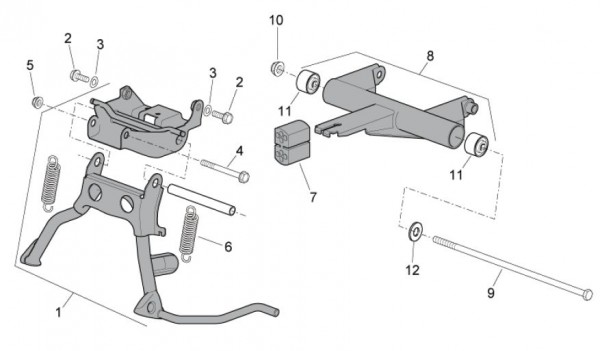 Fahrgestell Hauptständer - Aprilia SR 50ccm 2T LC 2008- ZD4VFD00